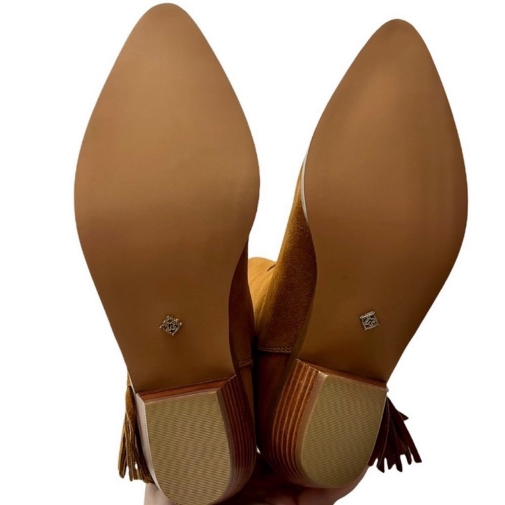 Nanette Lepore Western Boots Cognac Monica Suede Fringe Size 7 - Picture 9 of 11